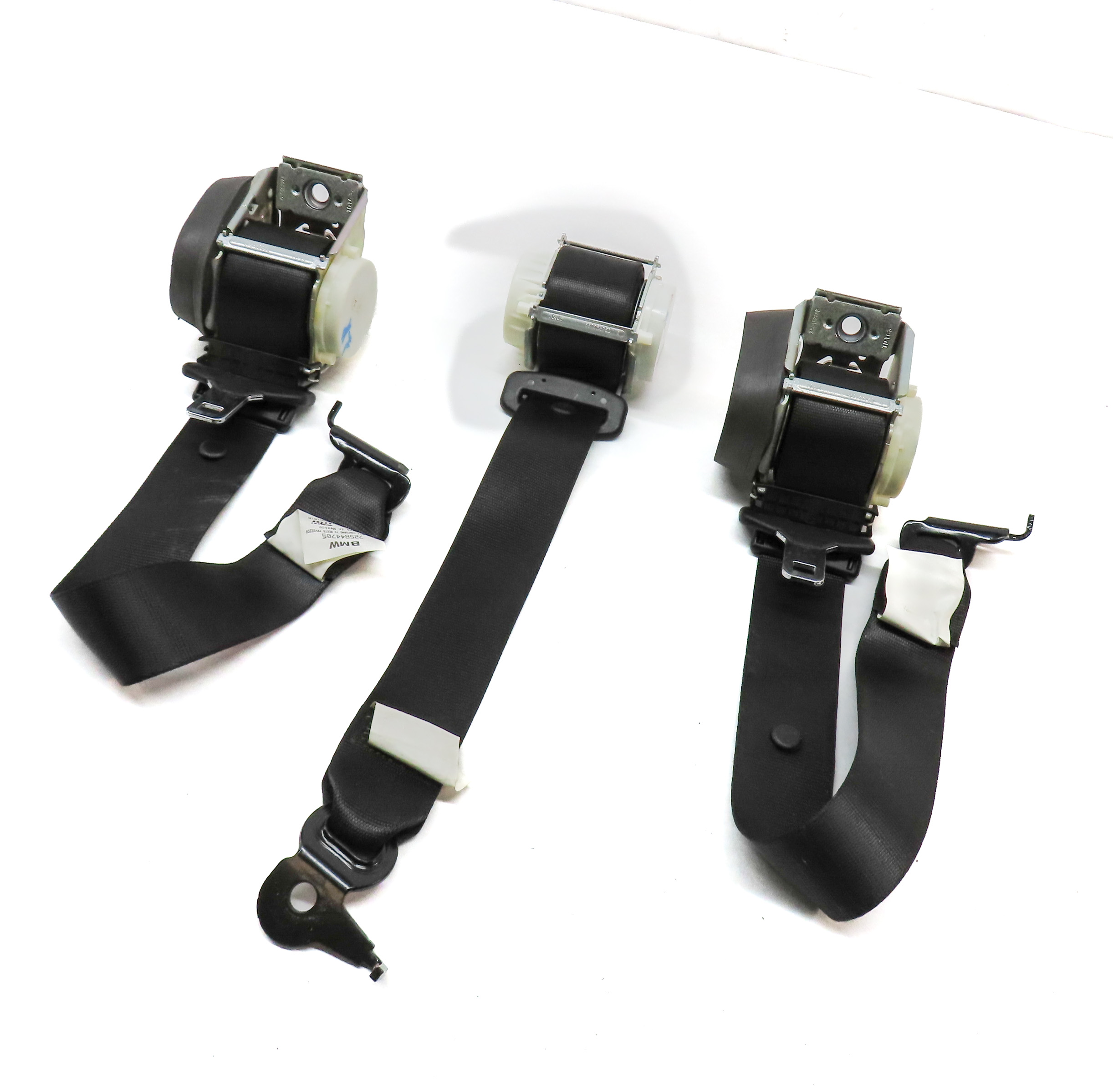2011 BMW X3 (F25) 2ND ROW REAR LEFT RIGHT CENTER SEATBELT RETRACTOR SET3 (Black) — exact item pictured